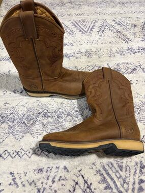 Brown Leather Cowboy Work Boots